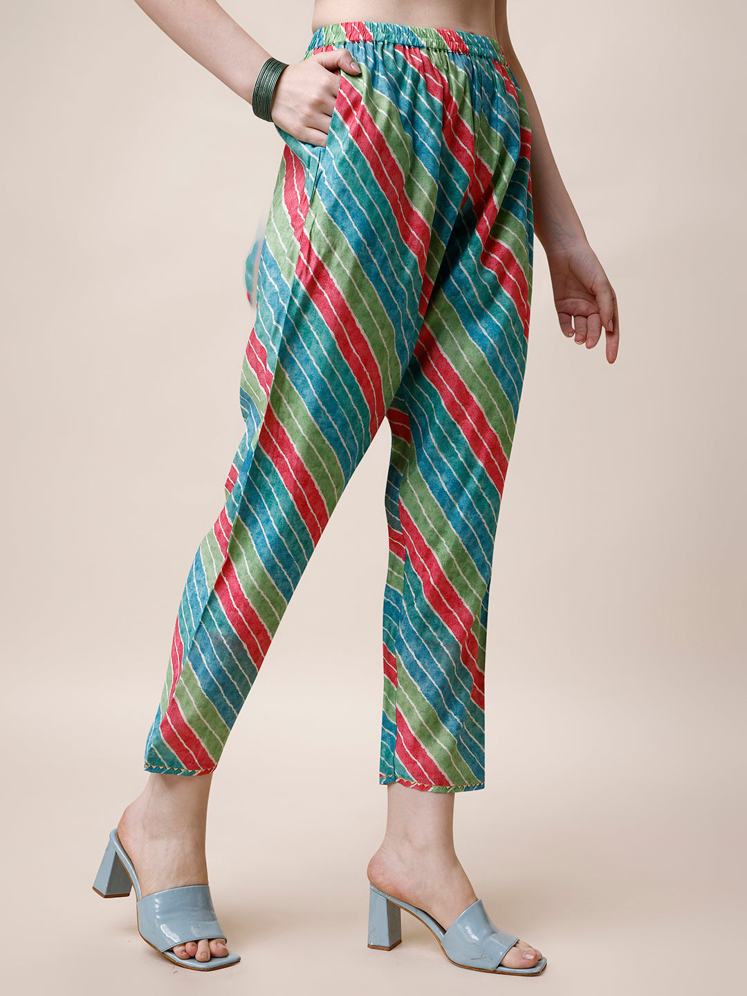Ethnic Motif Printed & Embroidered Kurta With Pant And Dupatta Set, Multicolor - Hiral Fashion