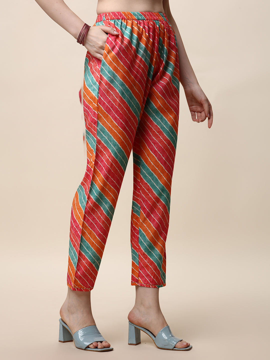Ethnic Motif Printed & Embroidered Kurta With Pant And Dupatta Set, Multicolor - Hiral Fashion
