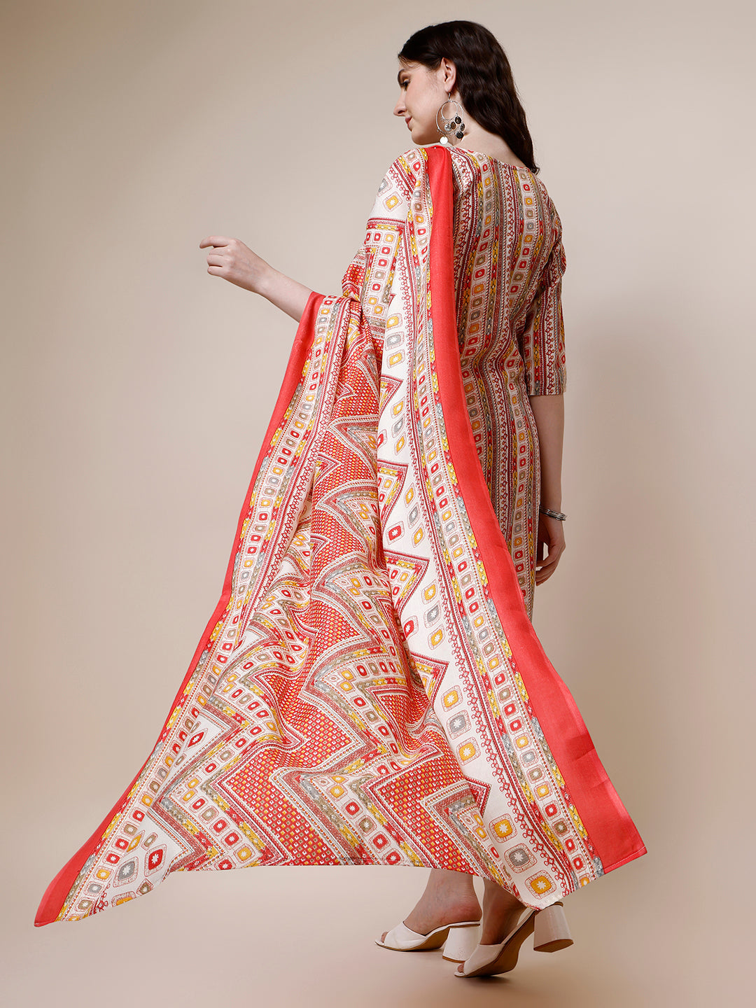 Cotton Printed Kurta With Pant And Dupatta Set, Multicolor - Hiral Fashion