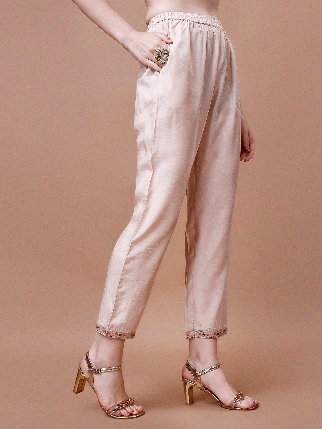 Pure Muslin Banarasi Jacquard Kurta Trousers & Dupatta, Multicolor - Hiral Fashion
