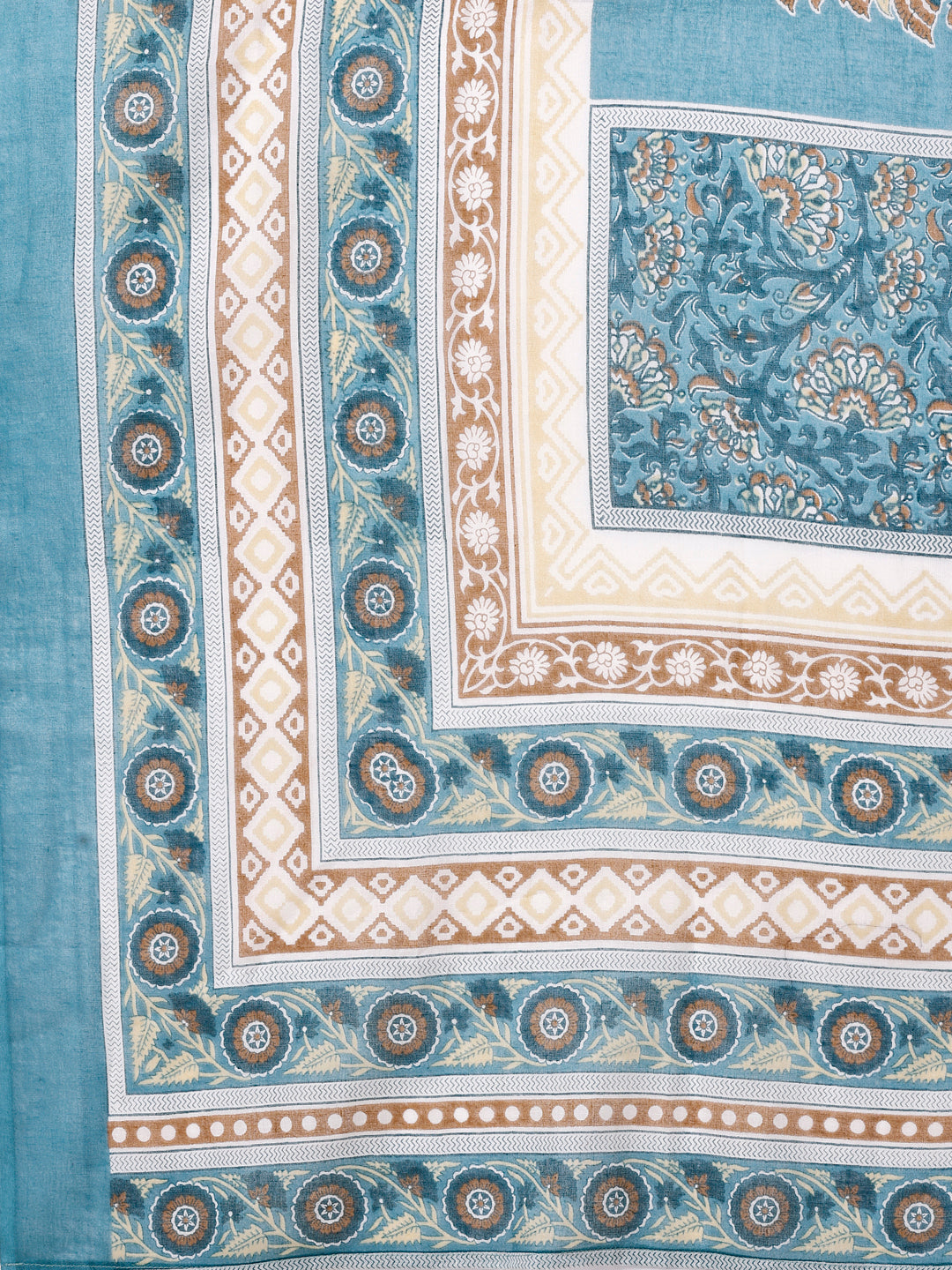 Embroidered & Paisley Printed Cotton Kurta With Pant & Dupatta, Multicolor - Hiral Fashion