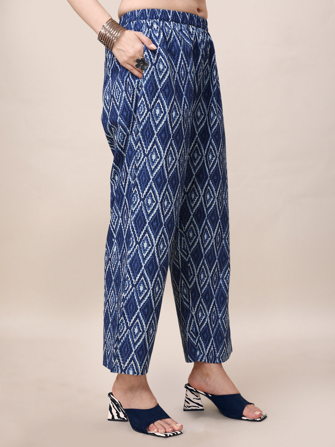 Printed Collar Kurta With Pant Co-Ordset, Multicolor - Hiral Fashion