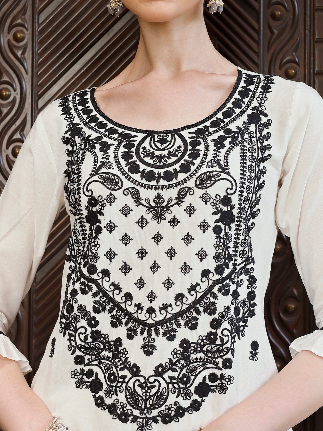 Embroidered Kurta With Pant And Dupatta Set, Multicolor - Hiral Fashion