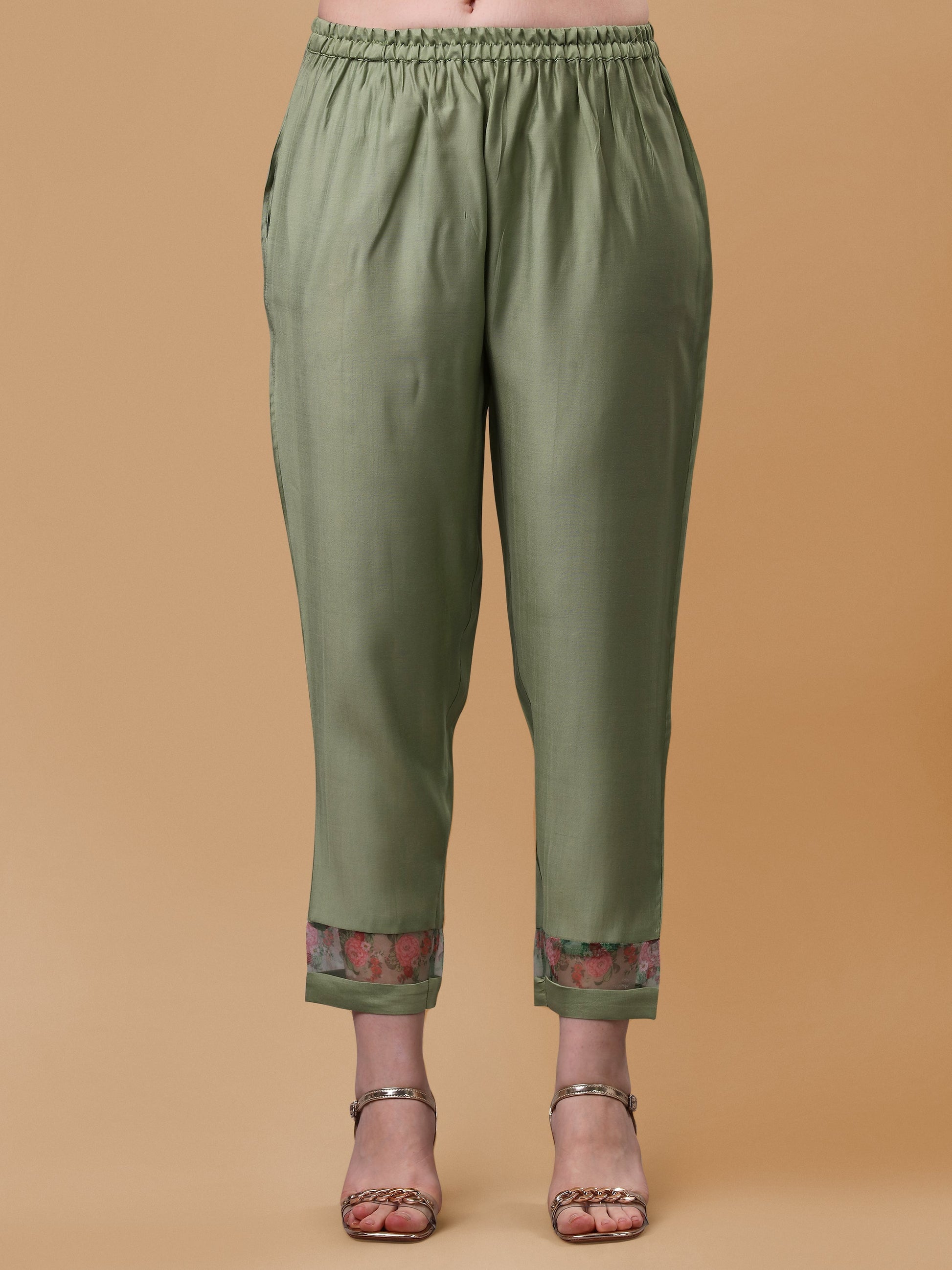 Hand Embroidered Kurta With Pant & Organza Printed Dupatta, Multicolor - Hiral Fashion