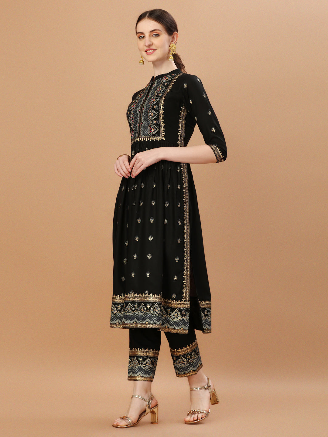 Nyra Cut Foil Printed & Hand Embroidered Kurta With Pant & Dupatta, Multicolor - Hiral Fashion