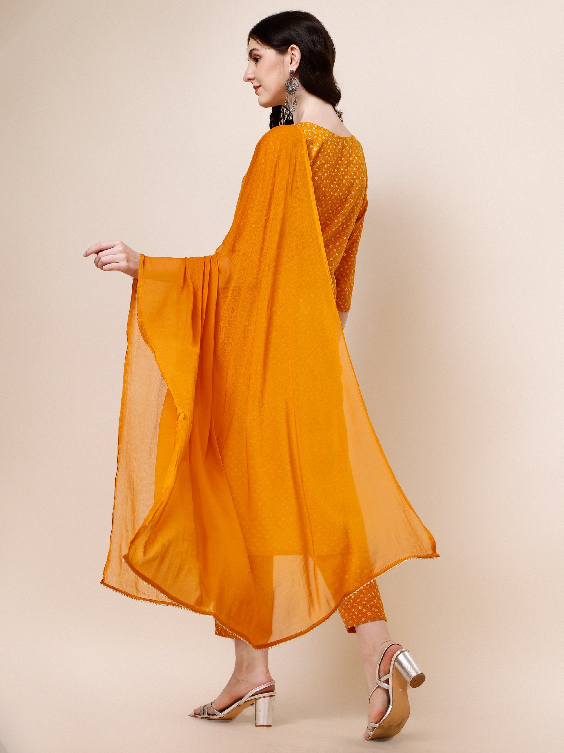 Embroidered Cotton Kurta With Pant And Dupatta Set, Multicolor - Hiral Fashion