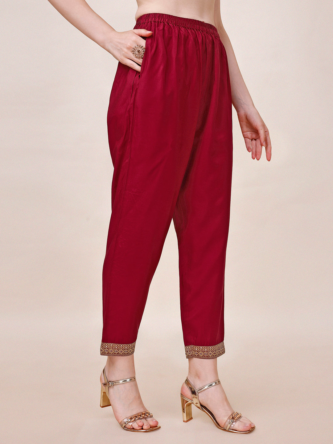 Pure Muslin Banarasi Jacquard Premium Kurta Trousers & Dupatta, Multicolor - Hiral Fashion