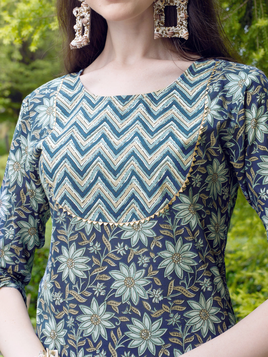 Floral Printed Kurta With Pant & Dupatta Set, Multicolor - Hiral Fashion