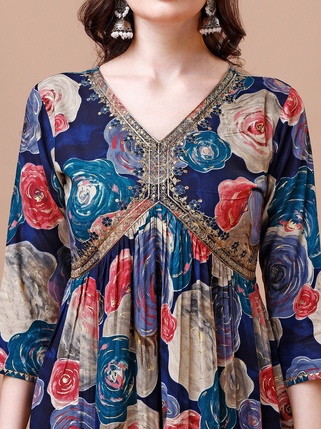 Alia Cut Floral Printed & Embroidered Rayon Kurta With Pant & Dupatta, Multicolor - Hiral Fashion