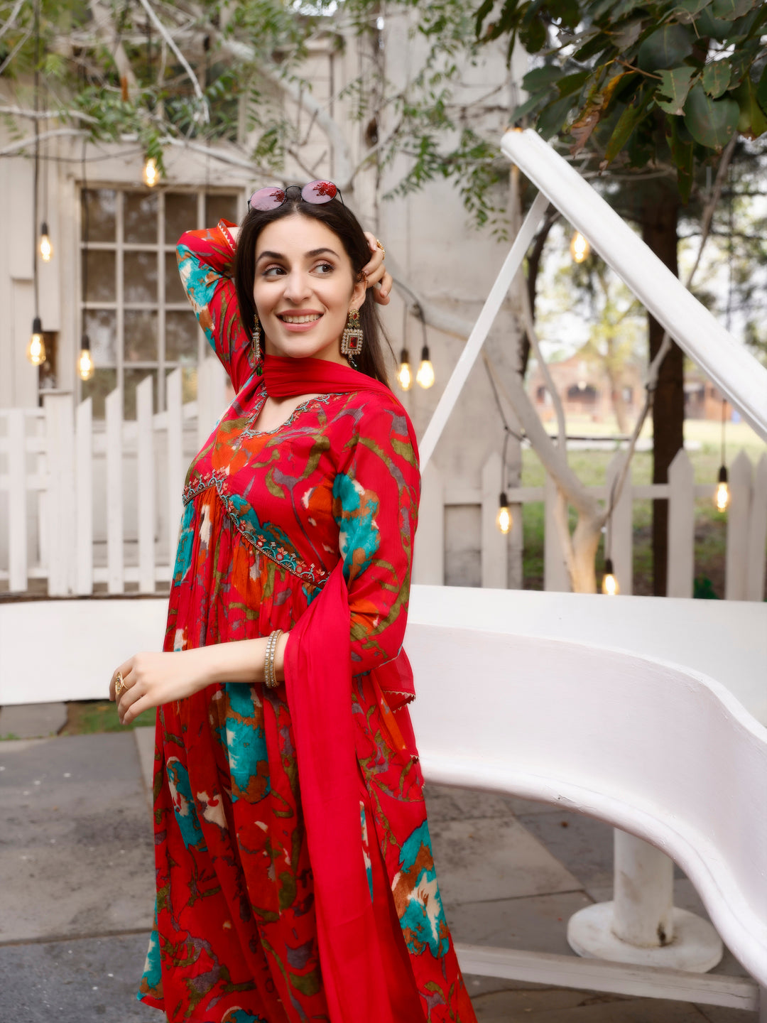 Alia Cut Hand Embroidered & Floral Printed Kurta With Pant & Dupatta Premium, Multicolor - Hiral Fashion
