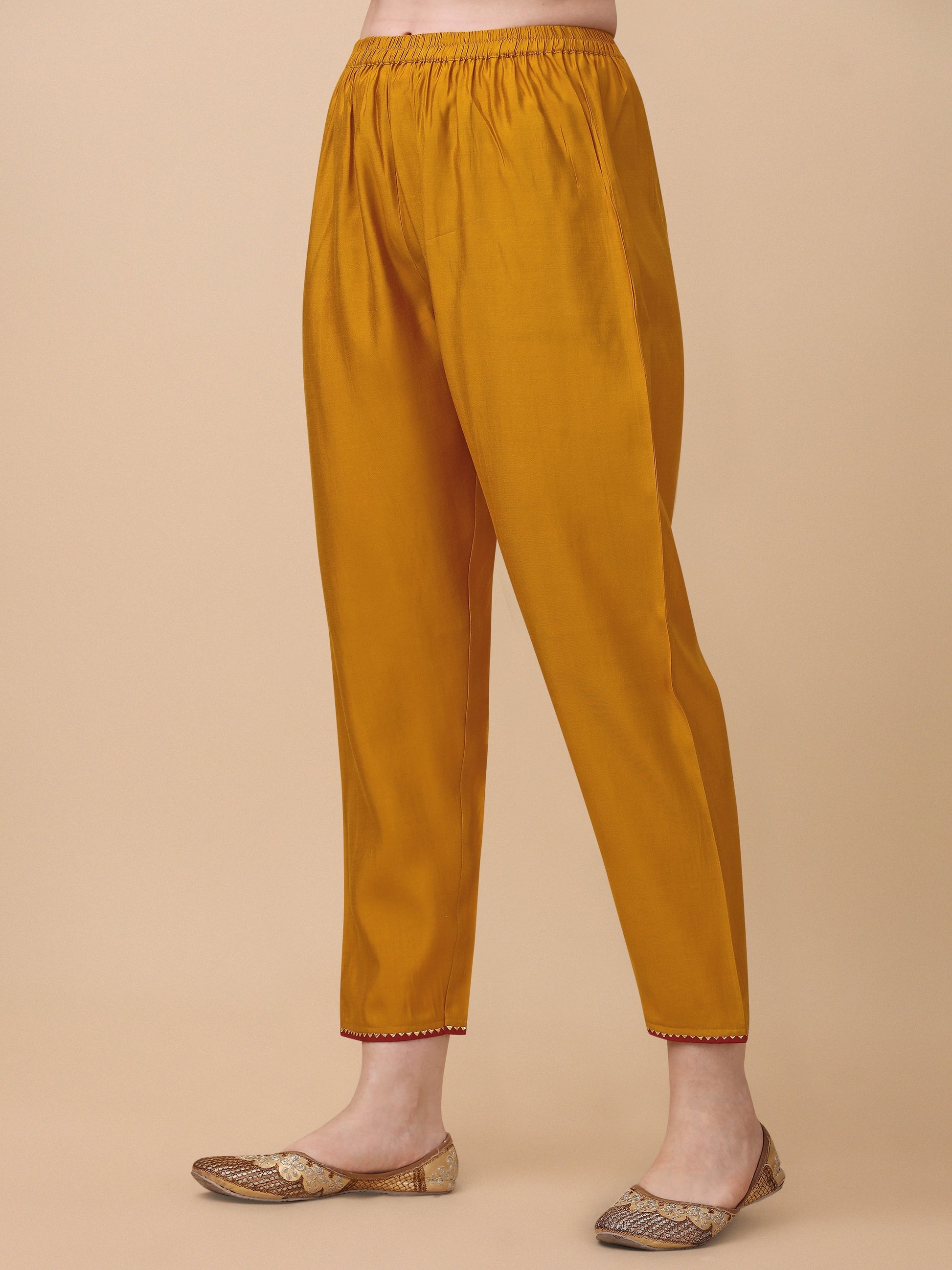 Hand Embroidered Kurta With Pant & Banarasi Dupatta, Multicolor - Hiral Fashion