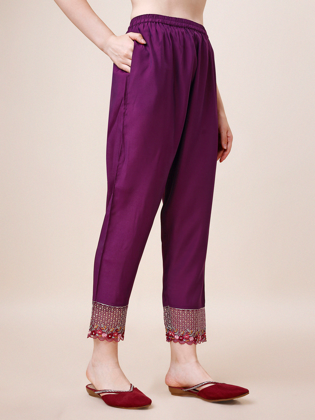 Hand Embroidered Kurta With Pant And Dupatta Set Premium, Multicolor - Hiral Fashion