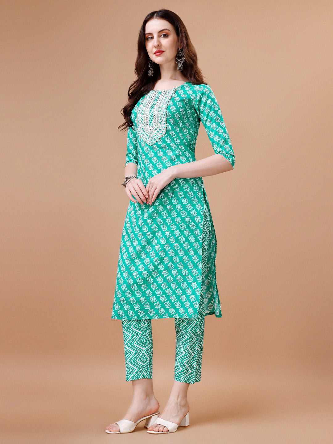 Embroidered & Floral Printed Kurta With Pant & Dupatta, Multicolor - Hiral Fashion