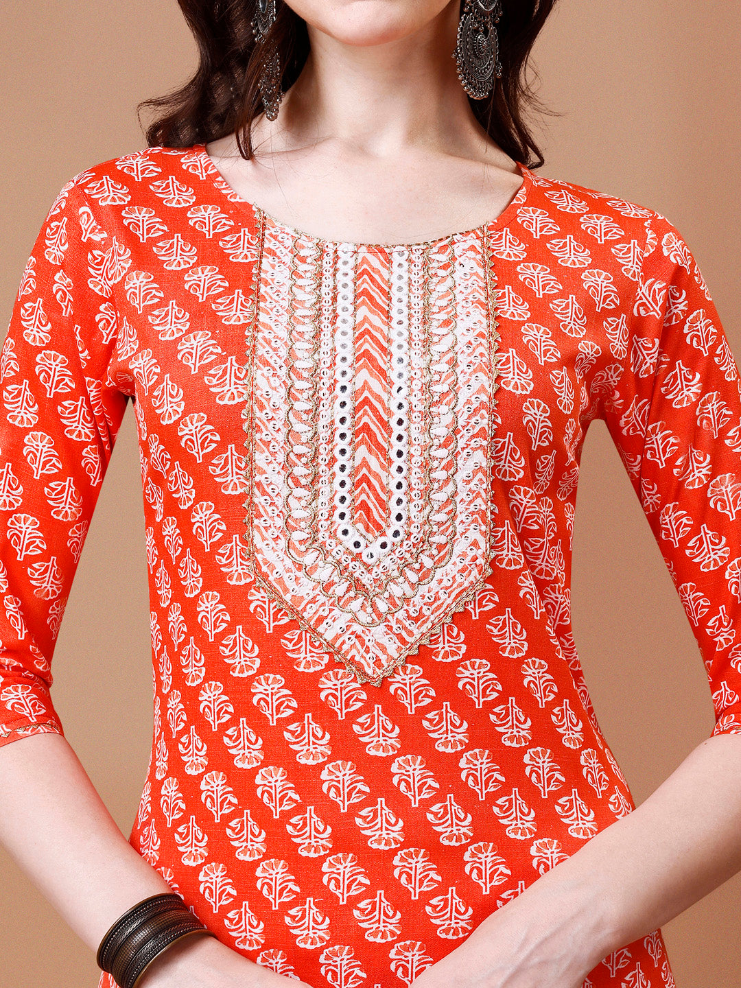 Embroidered & Floral Printed Kurta With Pant & Dupatta, Multicolor - Hiral Fashion