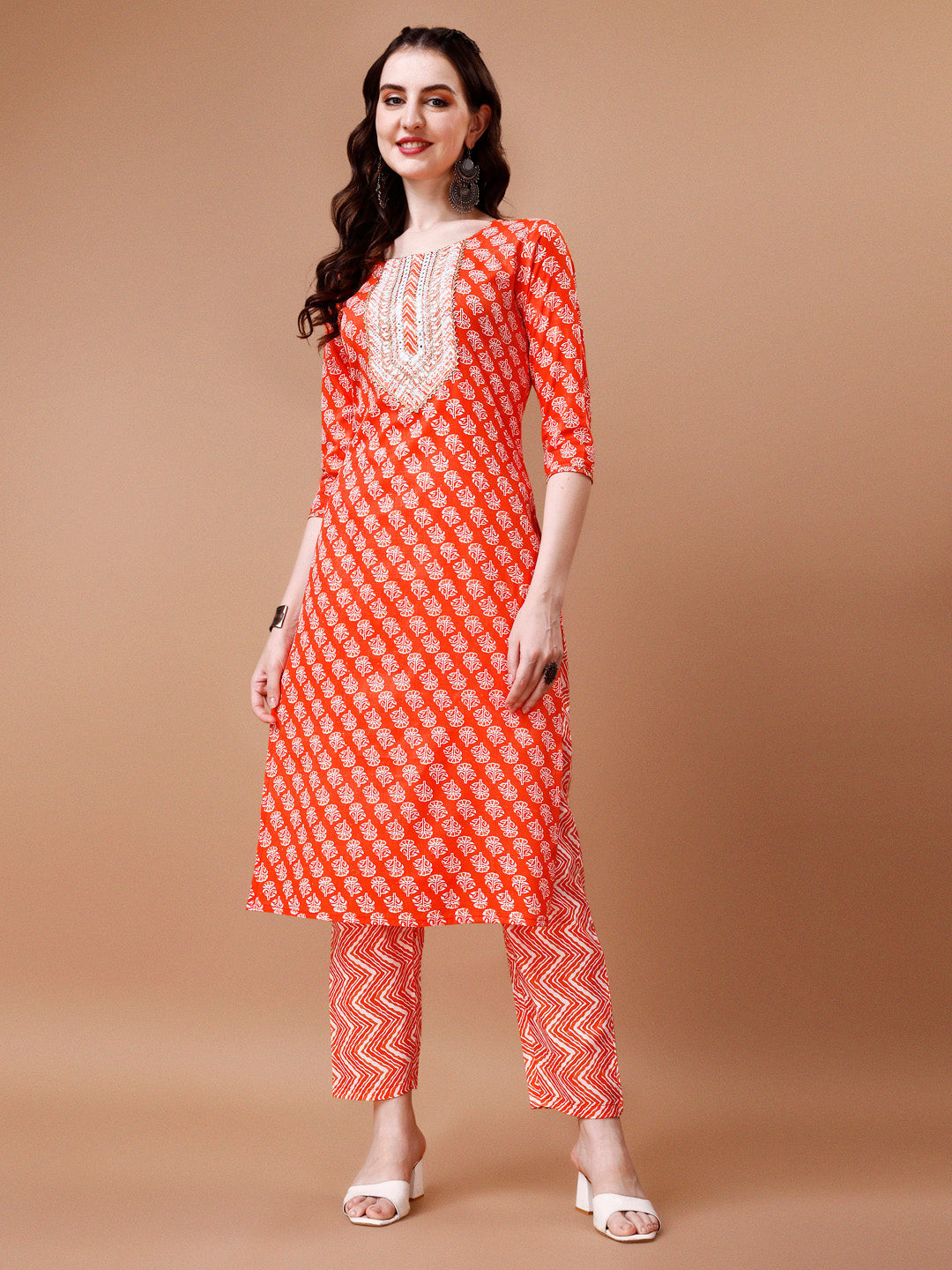 Embroidered & Floral Printed Kurta With Pant & Dupatta, Multicolor - Hiral Fashion