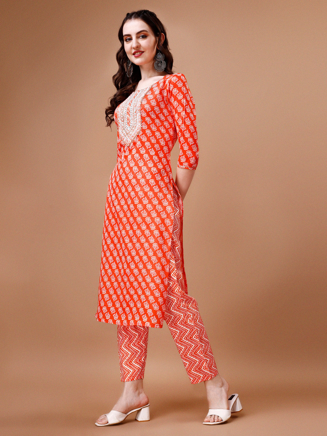 Embroidered & Floral Printed Kurta With Pant & Dupatta, Multicolor - Hiral Fashion
