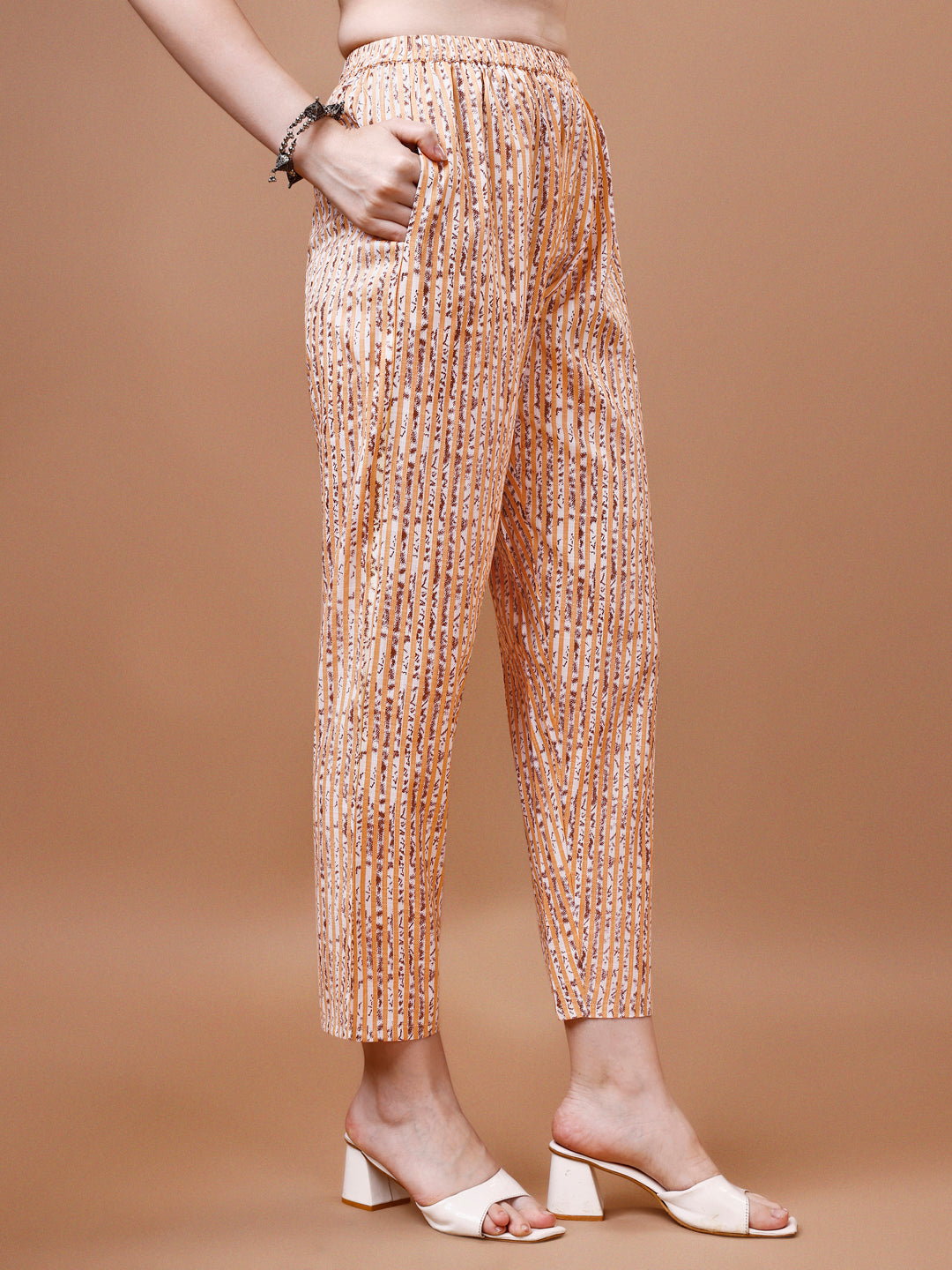 Printed & Lace Yoke Embroidered Kurta With Pant & Dupatta, Multicolor - Hiral Fashion