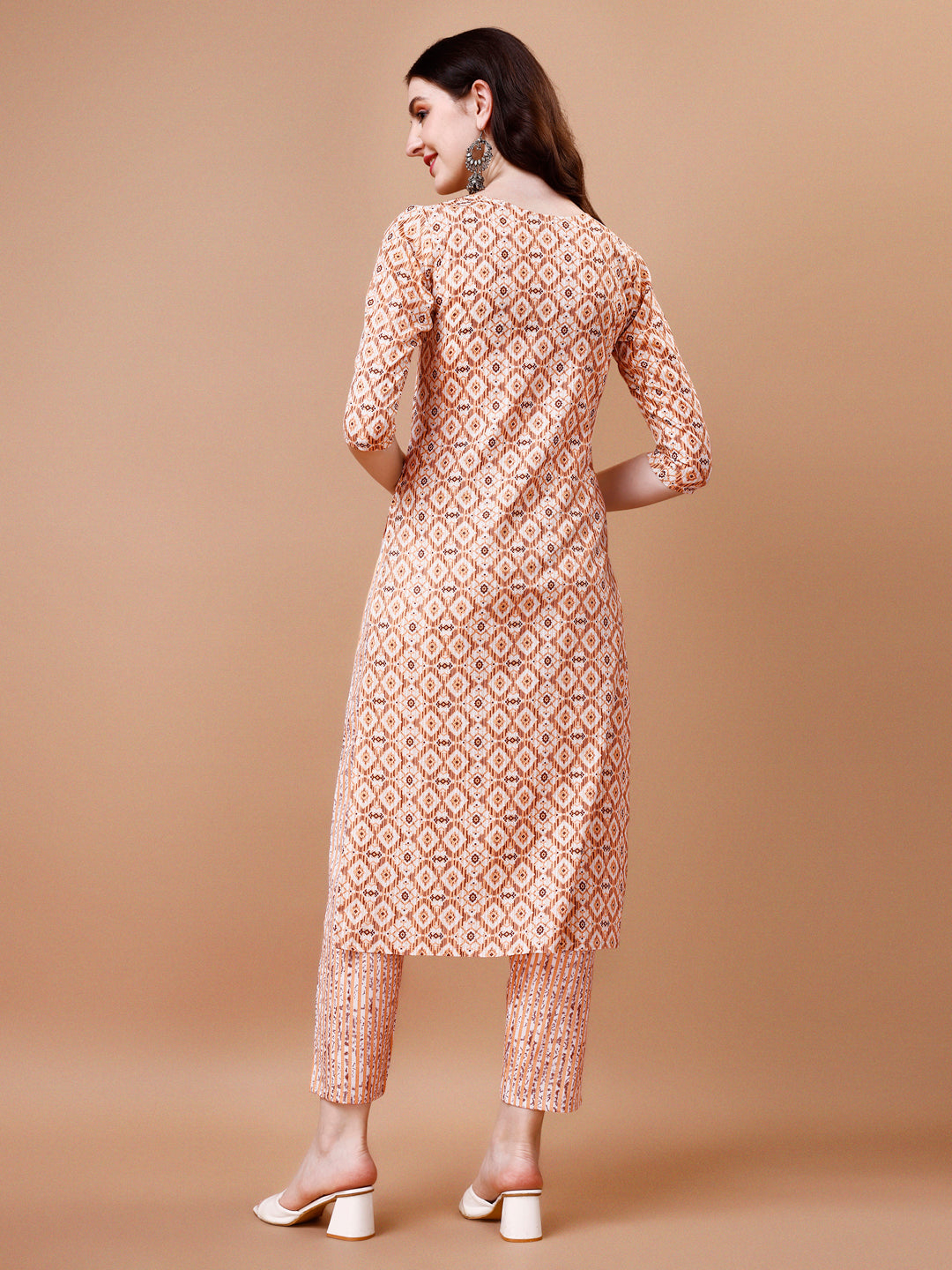 Printed & Lace Yoke Embroidered Kurta With Pant & Dupatta, Multicolor - Hiral Fashion