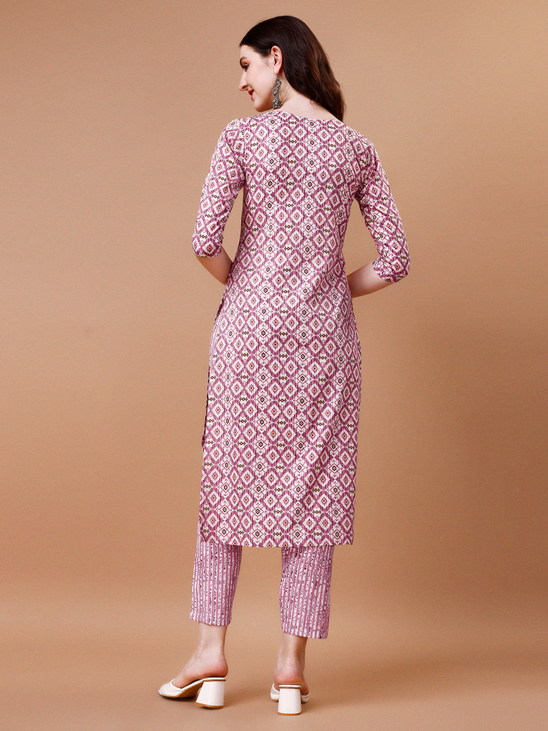 Printed & Lace Yoke Embroidered Kurta With Pant & Dupatta, Multicolor - Hiral Fashion