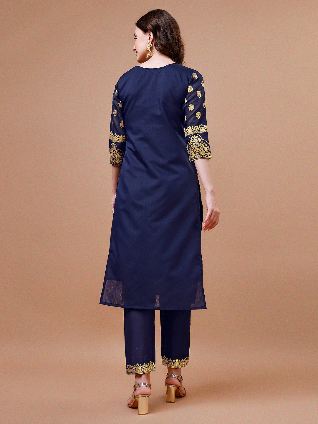 Pure Banarasi Chanderi Jacquard Kurta With Pant & Dupatta Set, Multicolor - Hiral Fashion