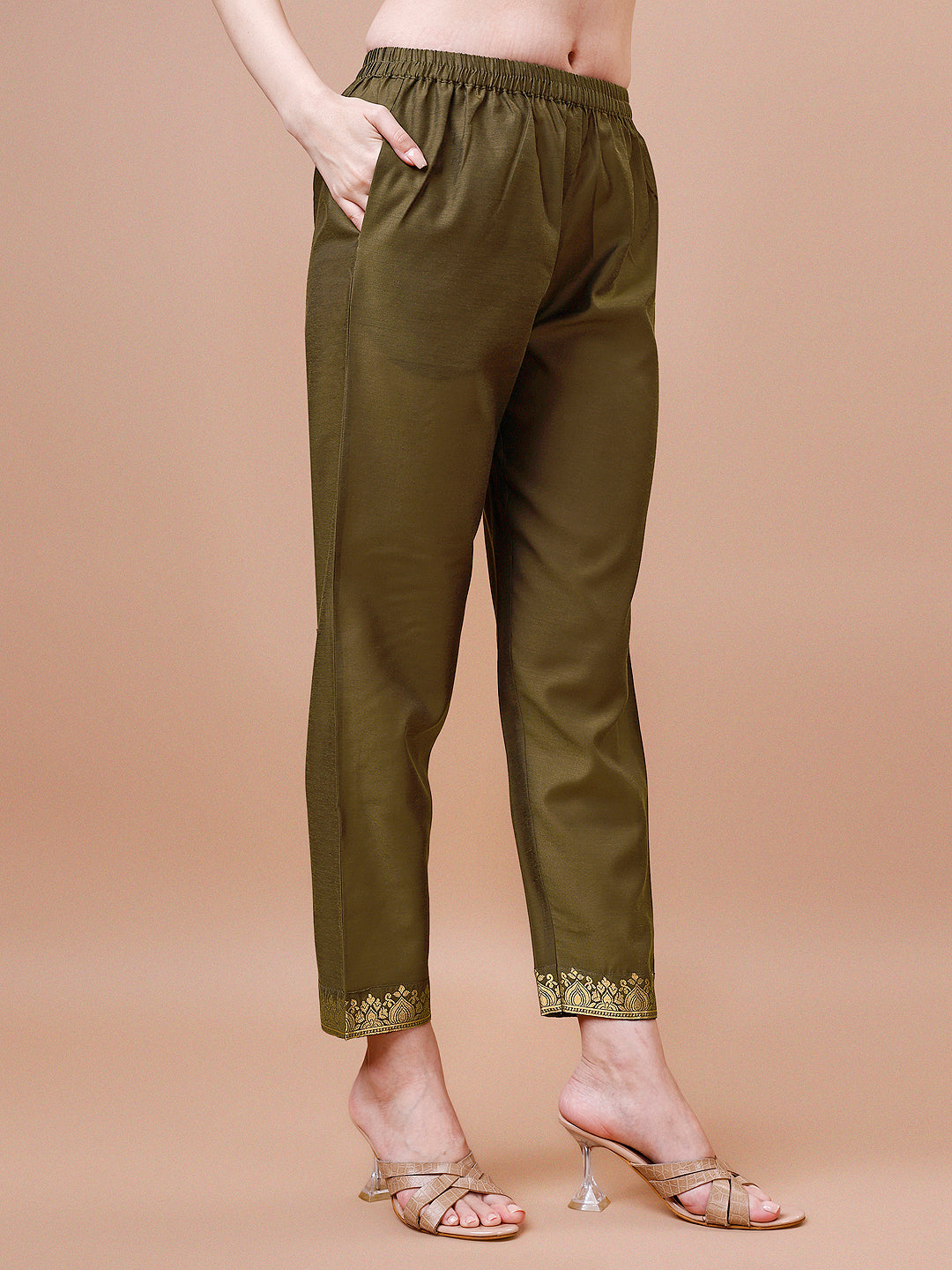 Pure Banarasi Chanderi Jacquard Kurta With Pant & Dupatta Set, Multicolor - Hiral Fashion