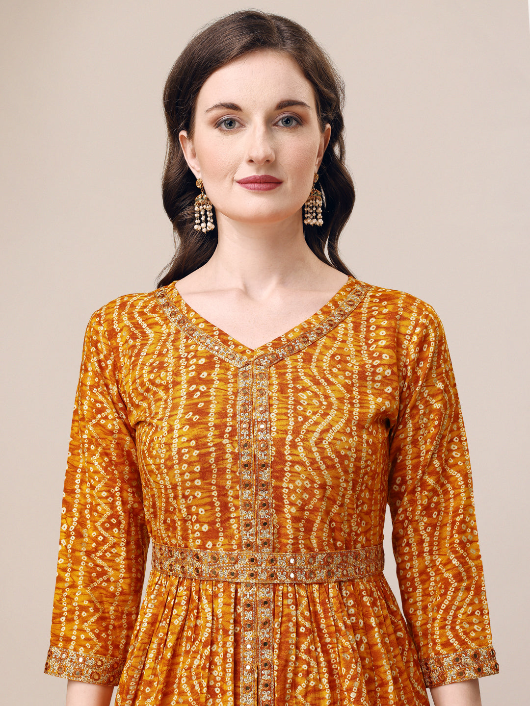 Printed & Embroidered Front Slit Kurta, Pant, Dupatta And Belt Set, Multicolor - Hiral Fashion