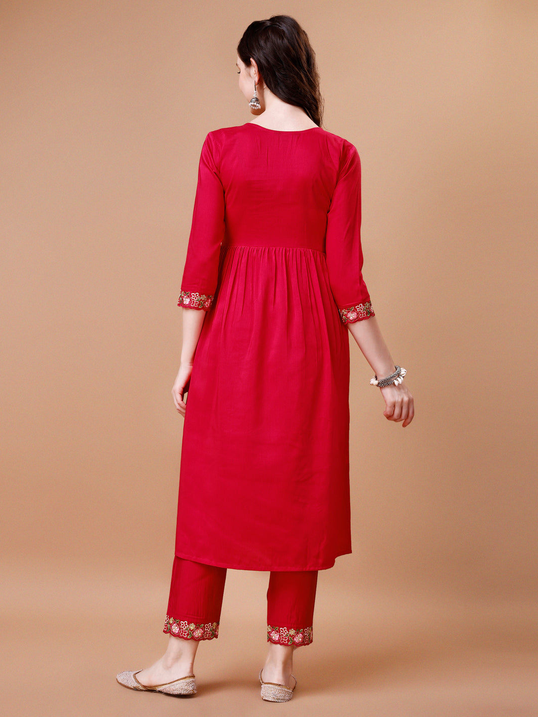 Alia Cut Embroidered Kurta With Pant & Organza Embroidered Dupatta Premium, Multicolor - Hiral Fashion