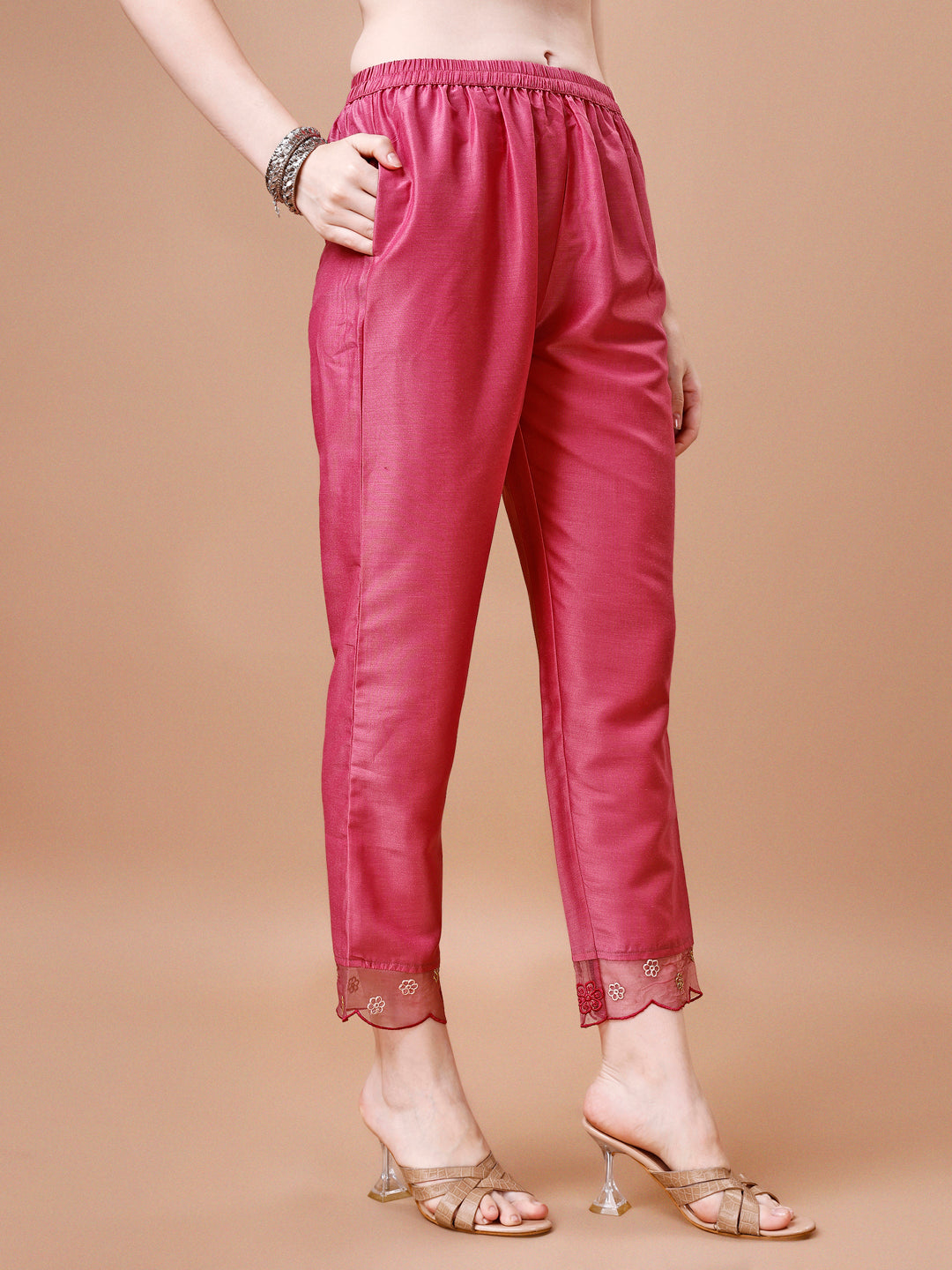Hand Embroidered Kurta With Pant & Embroidered Organza Dupatta Premium, Multicolor - Hiral Fashion
