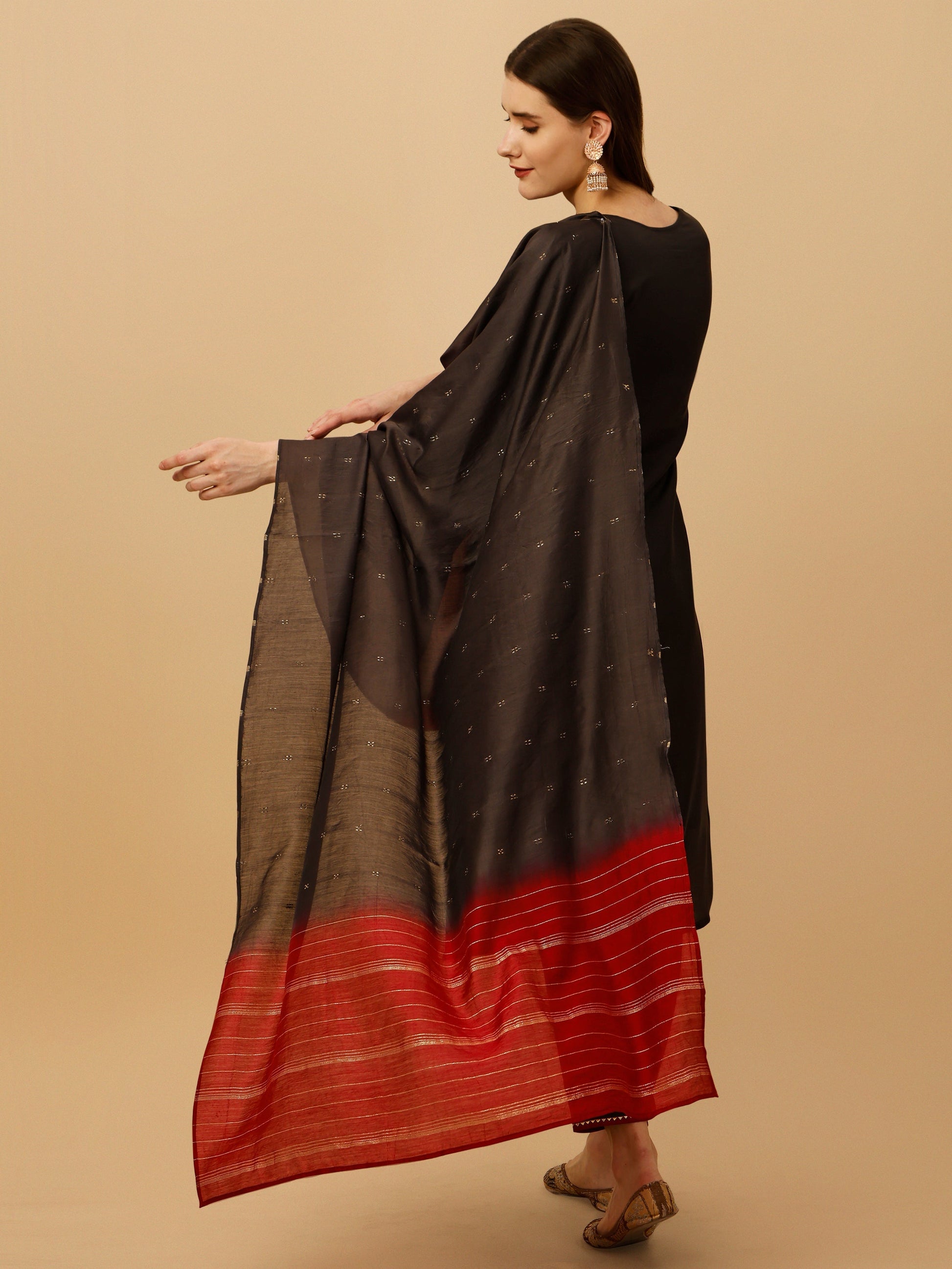 Hand Embroidered Kurta With Pant And Dupatta Set, Multicolor - Hiral Fashion