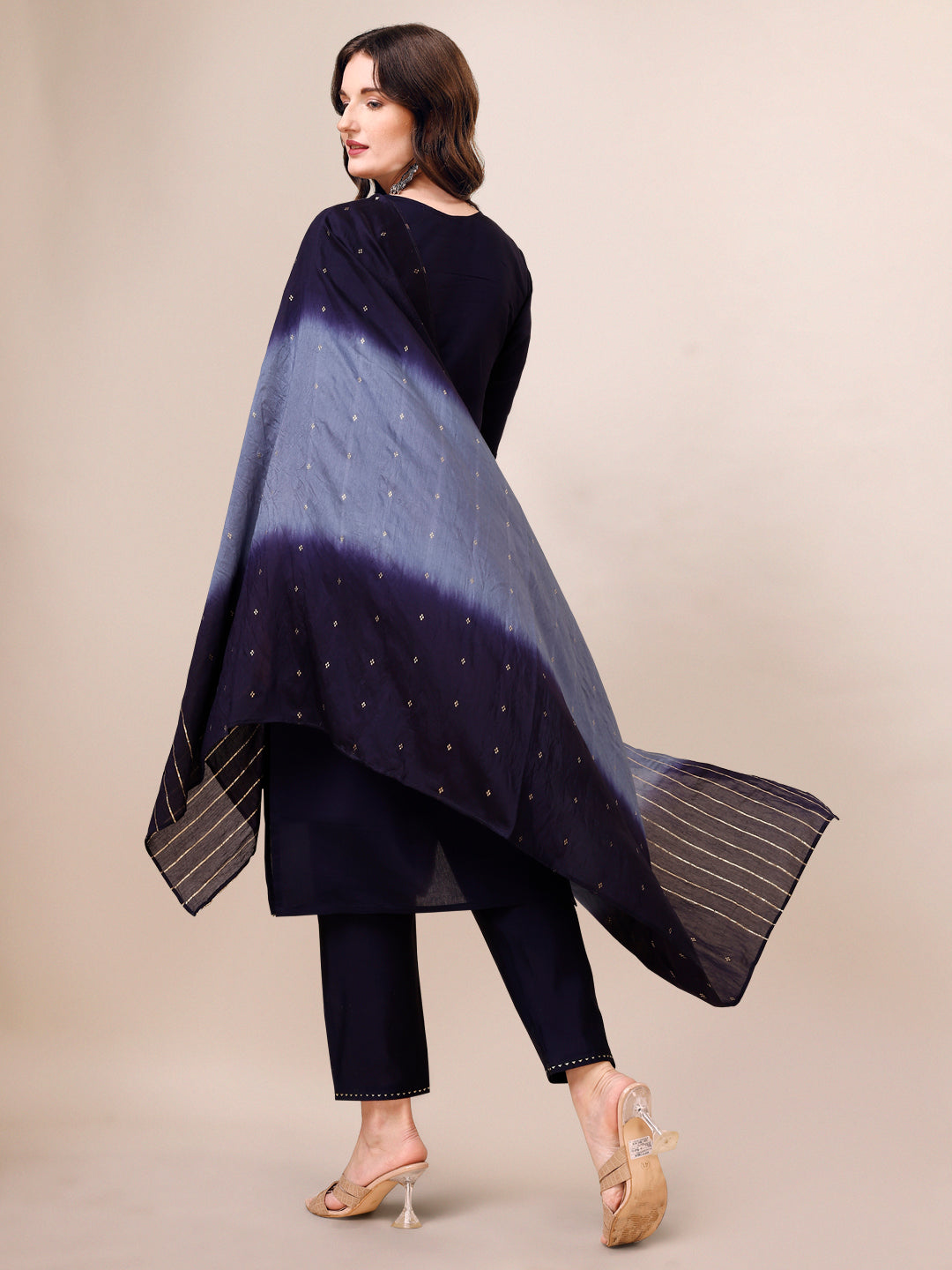 Hand Embroidered Kurta With Pant & Dupatta, Multicolor - Hiral Fashion