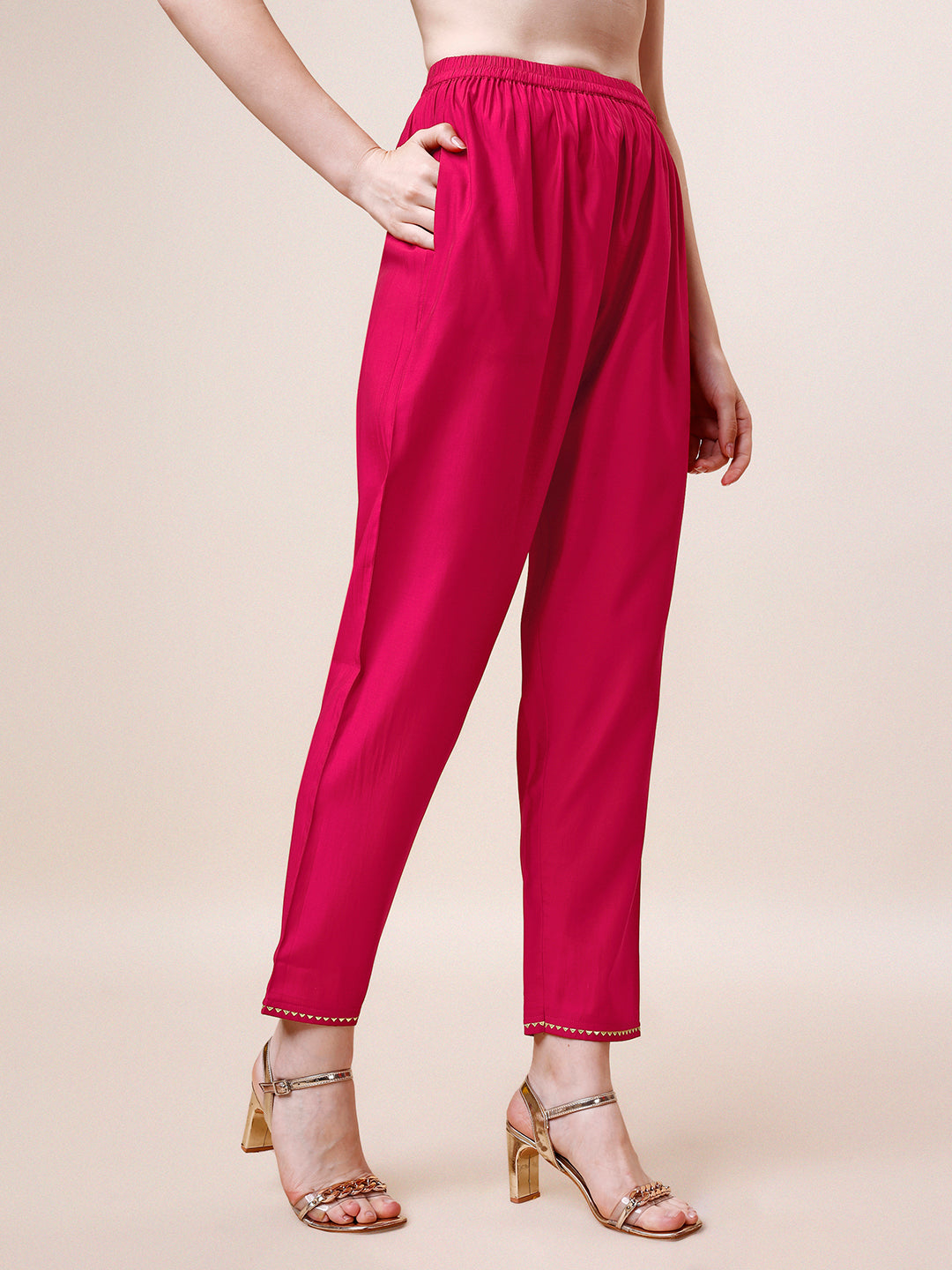 Hand Embroidered Kurta With Pant & Dupatta, Multicolor - Hiral Fashion