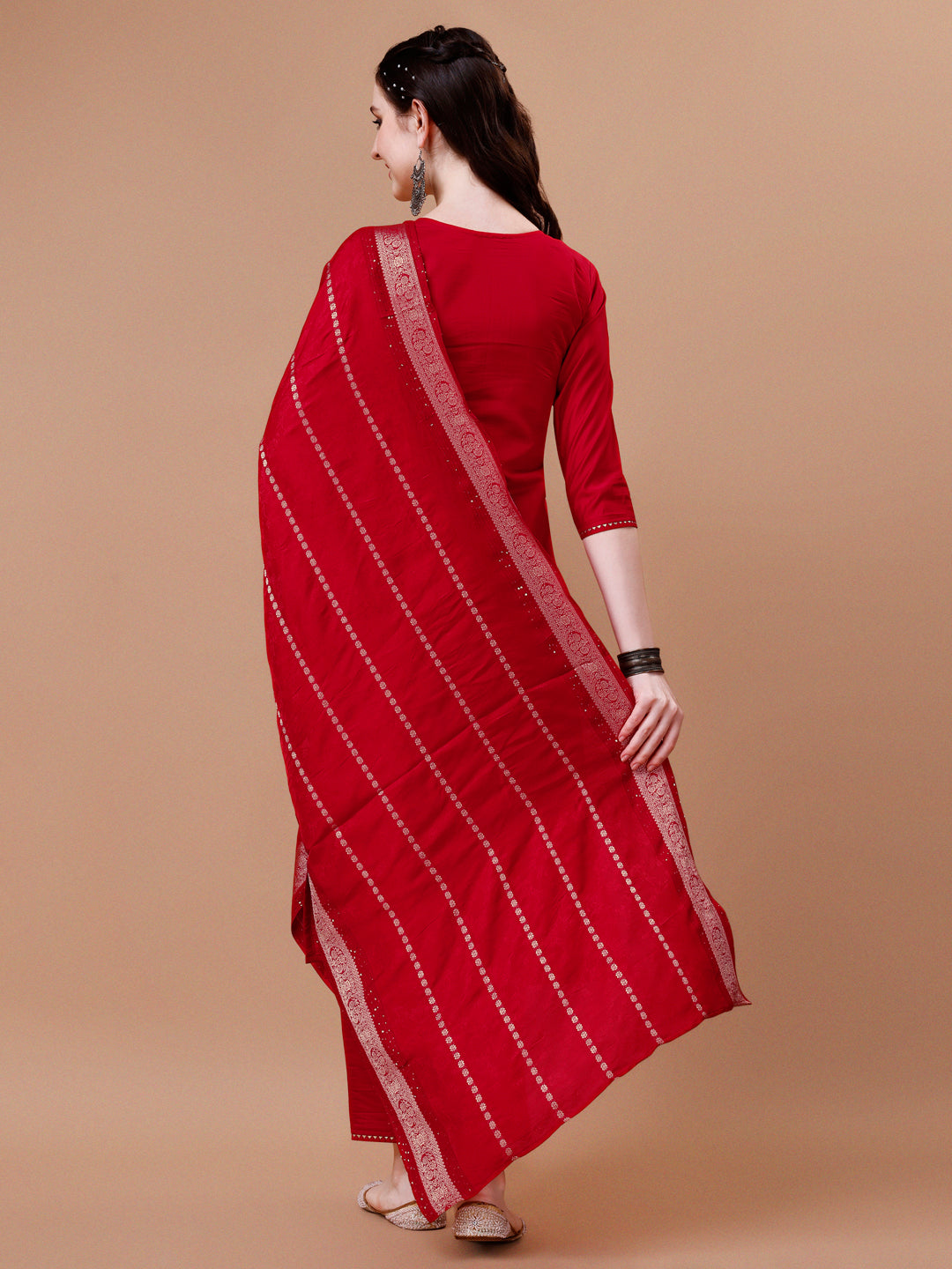 Hand Embroidered Kurta With Pant & Dupatta, Multicolor - Hiral Fashion