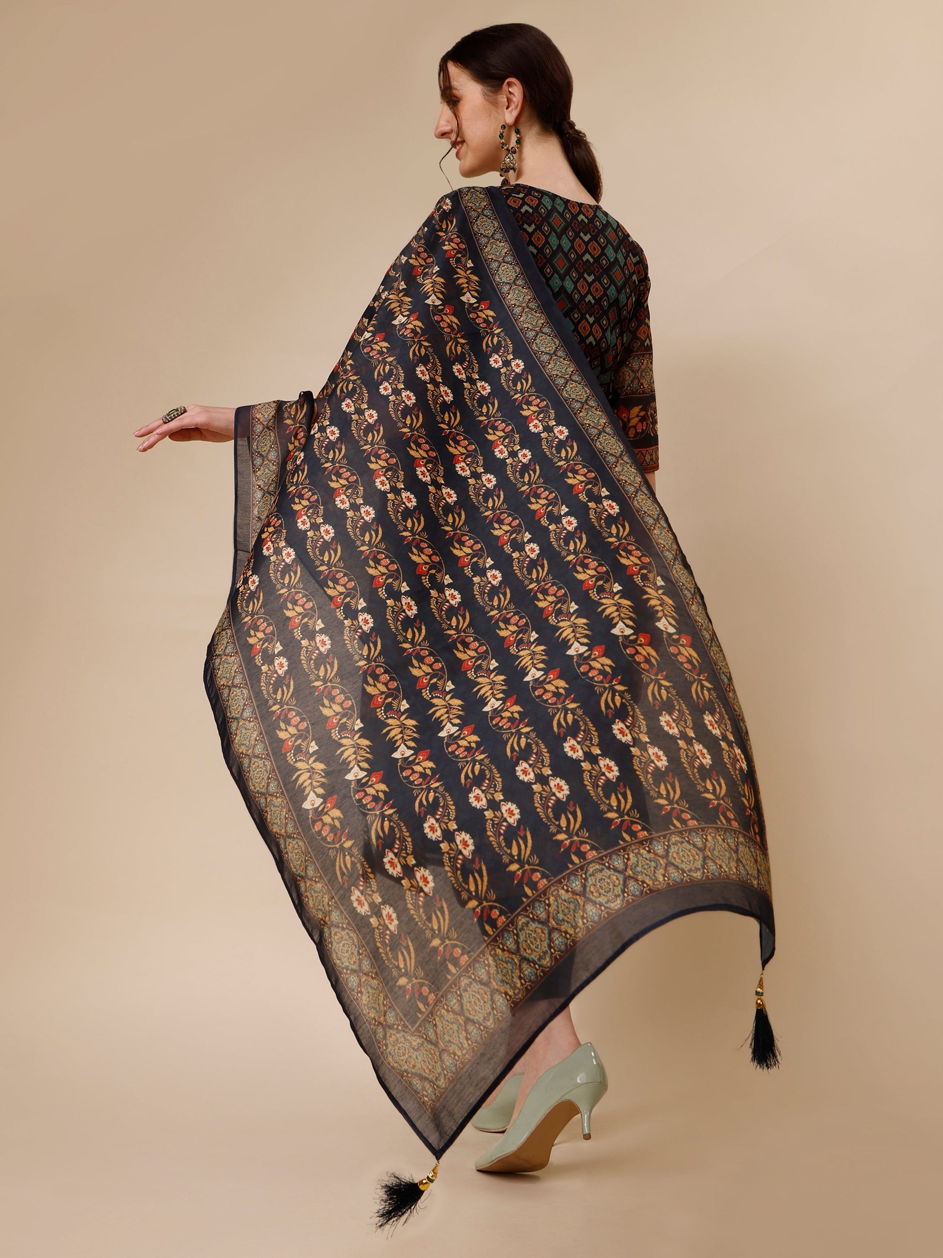 Ethnic Motif Printed Kurta With Pant & Printed Dupatta, Multicolor - Hiral Fashion