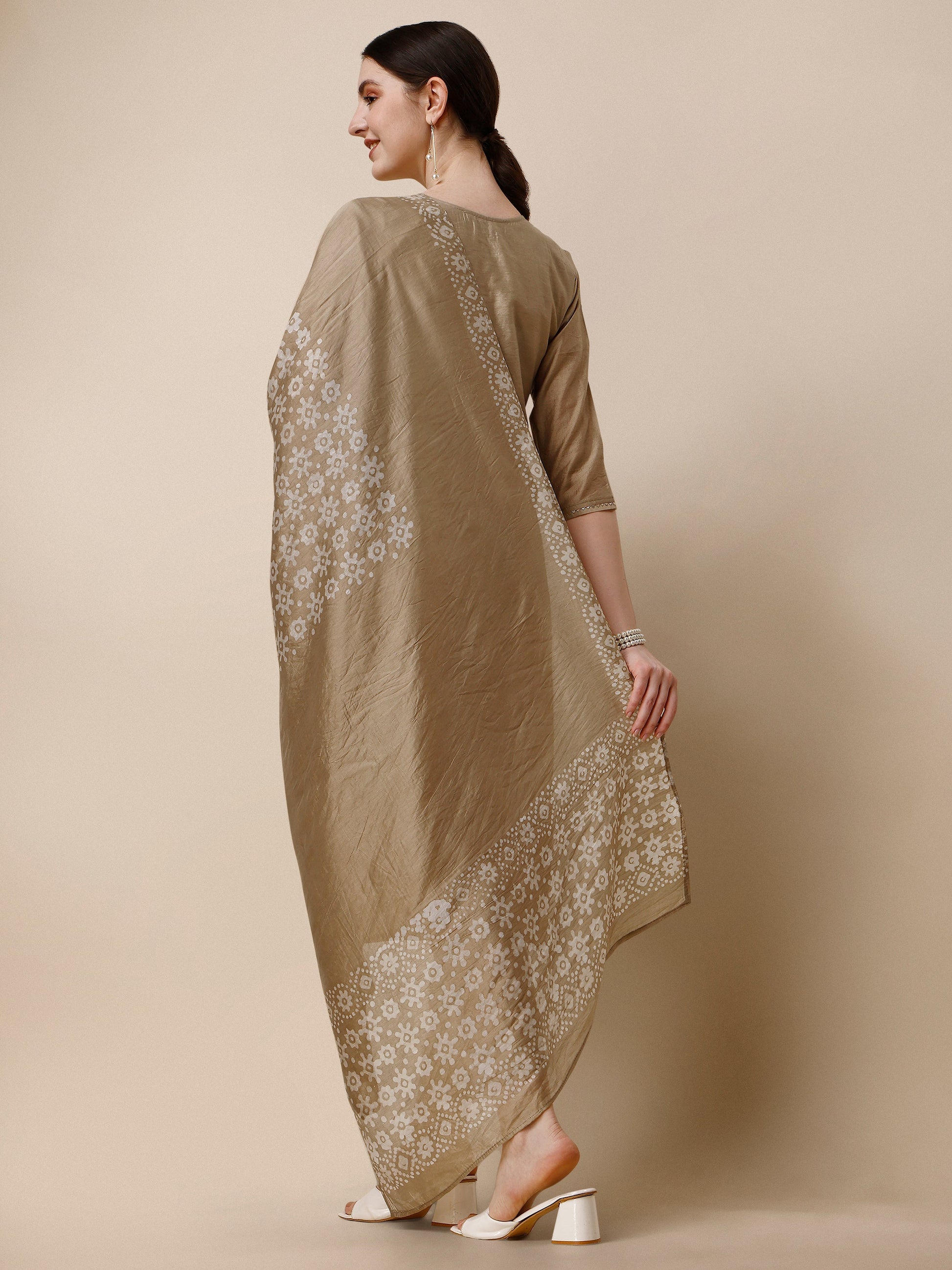 Embroidered & Printed Kurta With Pant And Dupatta Set, Multicolor - Hiral Fashion
