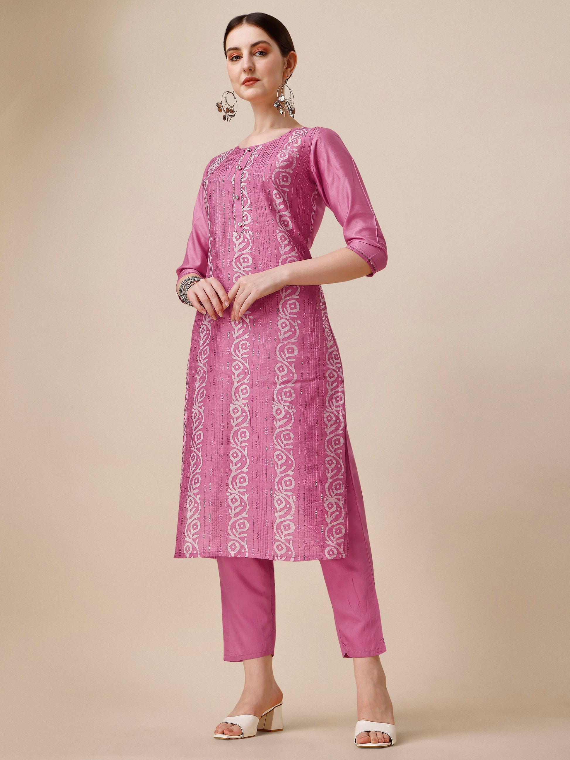 Embroidered & Printed Kurta With Pant And Dupatta Set, Multicolor - Hiral Fashion