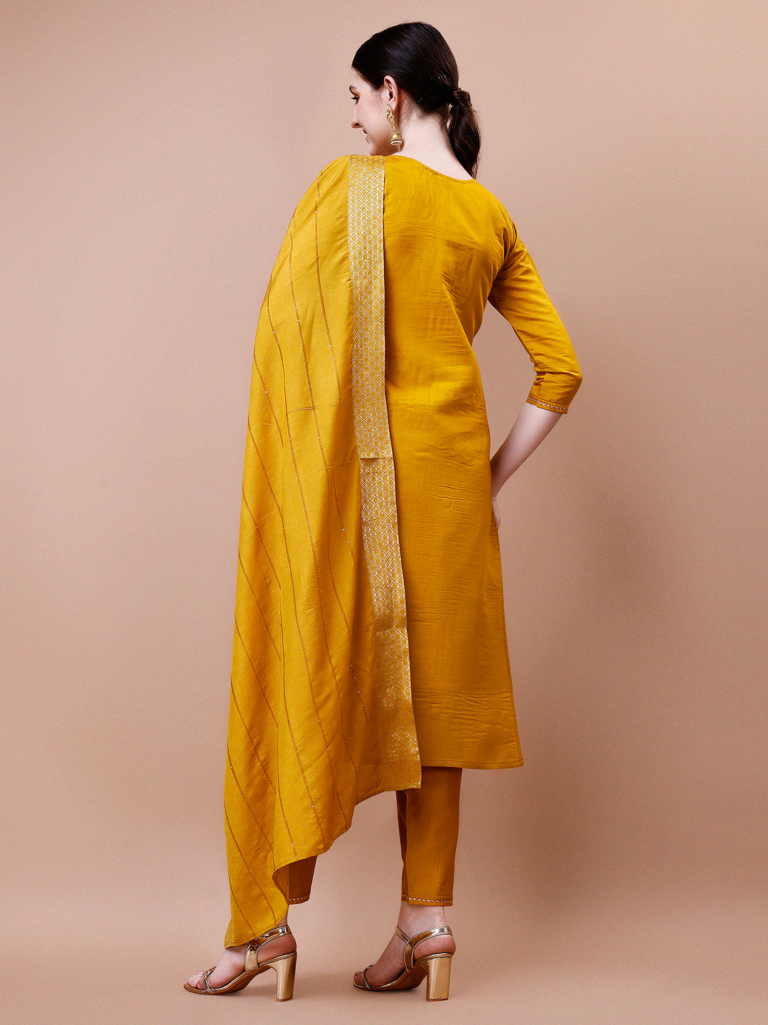 Hand Embroidered And Embellished Kurta With Pant And Dupatta Set, Multicolor - Hiral Fashion