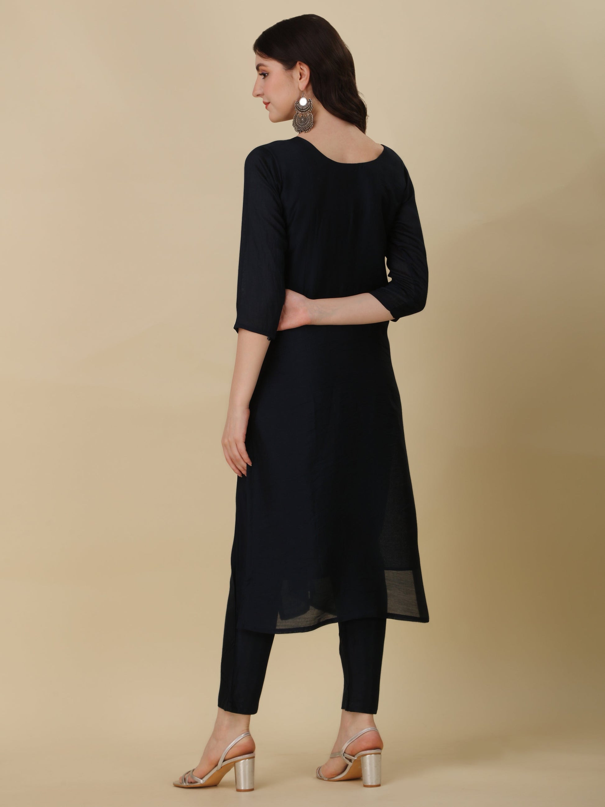 Hand Embroidered Kurta With Pant And Dupatta Set, Multicolor - Hiral Fashion