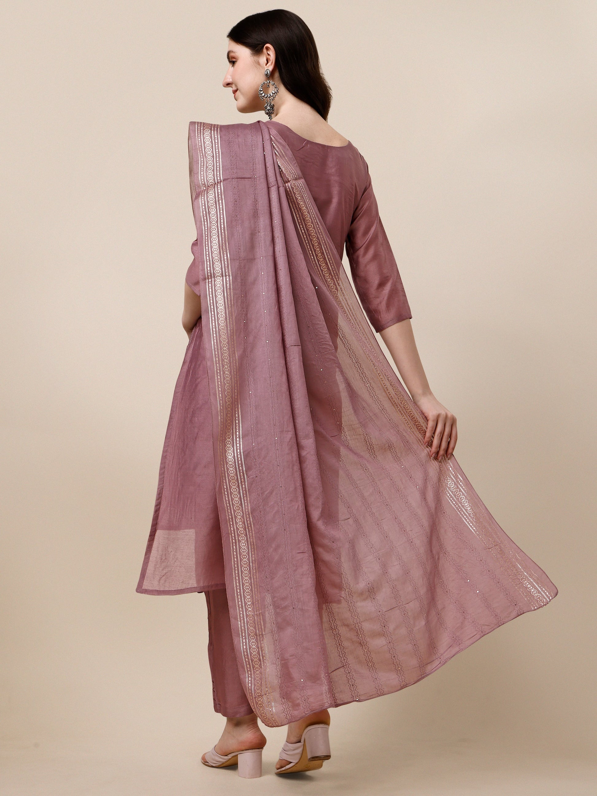 Hand Embroidered Kurta With Pant And Dupatta Set, Multicolor - Hiral Fashion