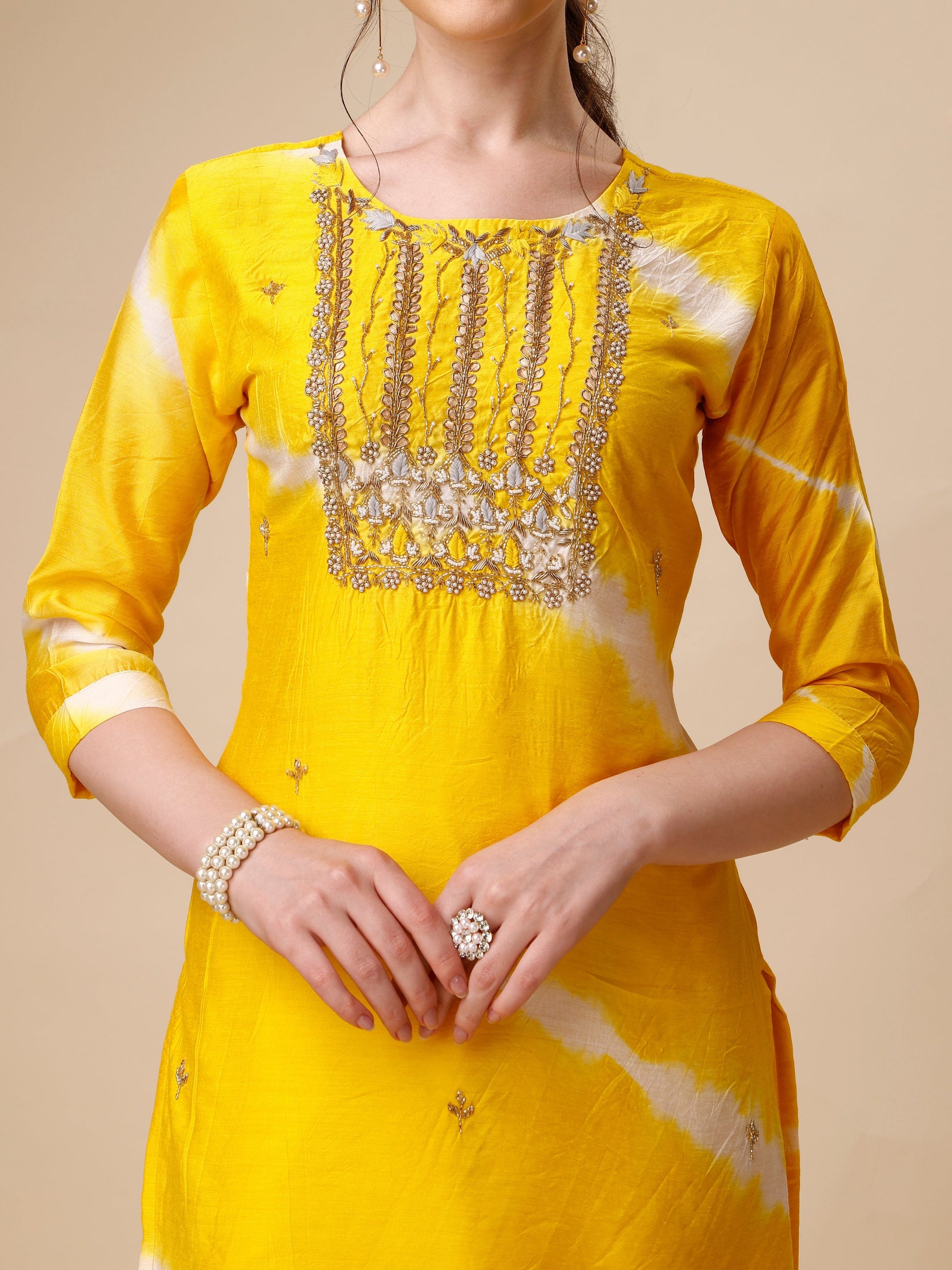 Lehariya Printed And Embroidered Kurta With Pant And Dupatta Set, Multicolor - Hiral Fashion