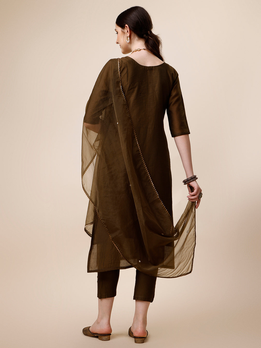 Embroidered Green Kurta With Pant And Dupatta Set, Multicolor - Hiral Fashion