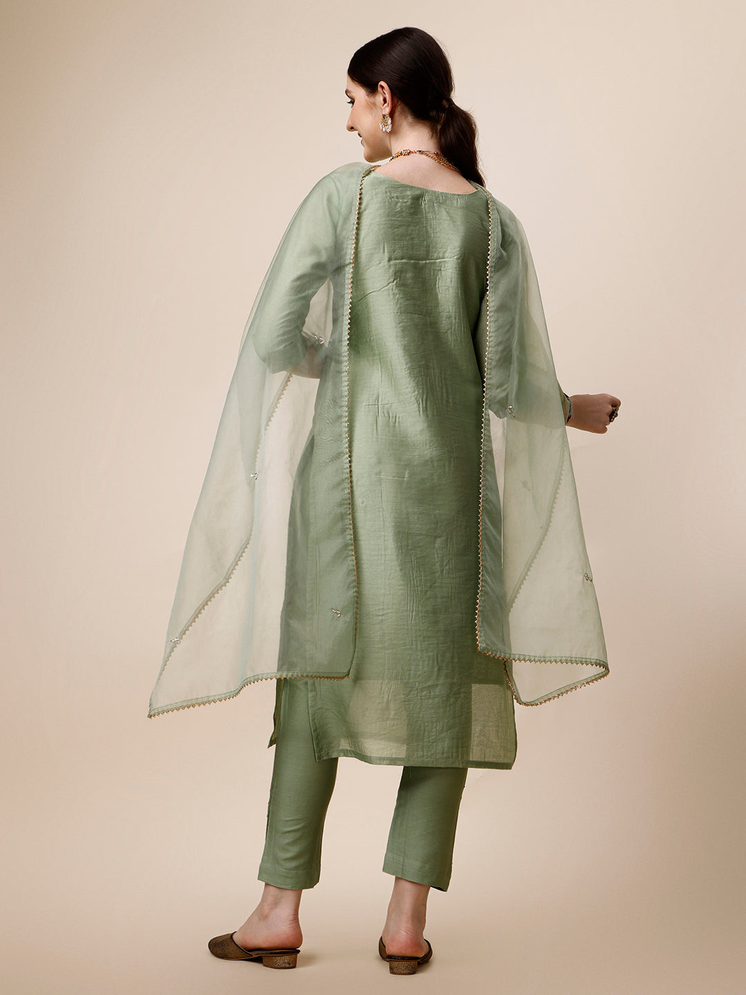 Embroidered Kurta With Pant And Dupatta Set, Multicolor - Hiral Fashion