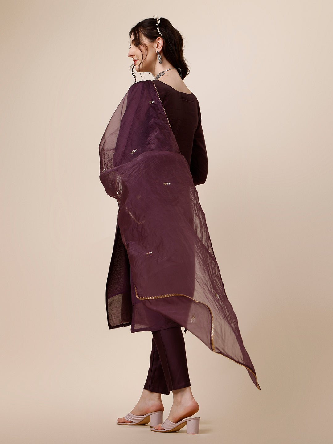 Embroidered Kurta With Pant And Dupatta Set, Multicolor - Hiral Fashion