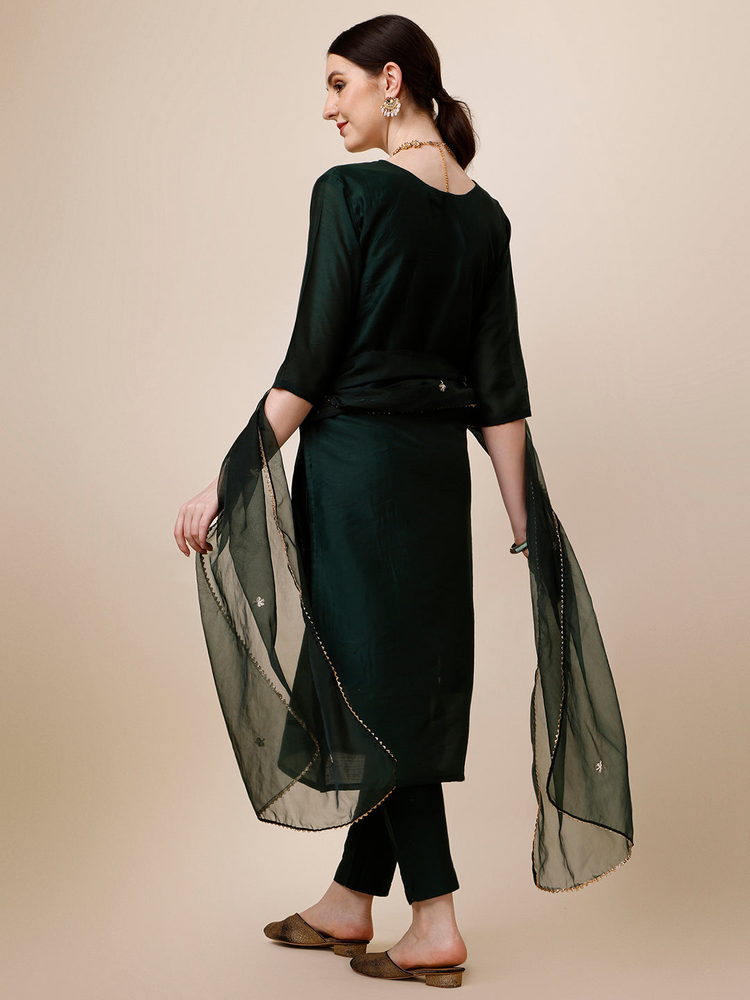 Embroidered Kurta With Pant And Dupatta Set, Multicolor - Hiral Fashion