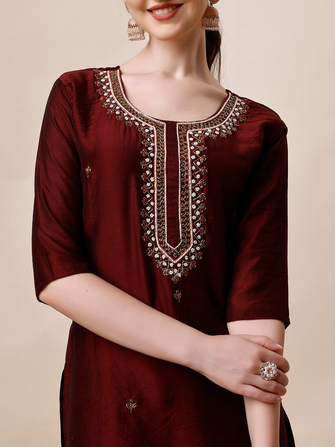 Embroidered Color Kurta With Pant And Dupatta Set, Multicolor - Hiral Fashion