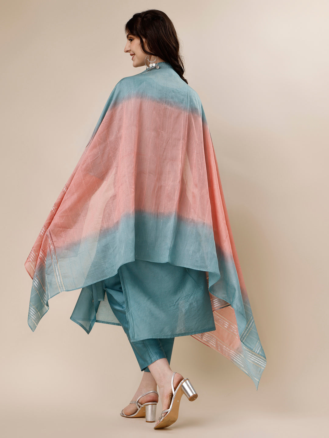 Embroidered Kurta With Pant And Dupatta Set, Multicolor - Hiral Fashion