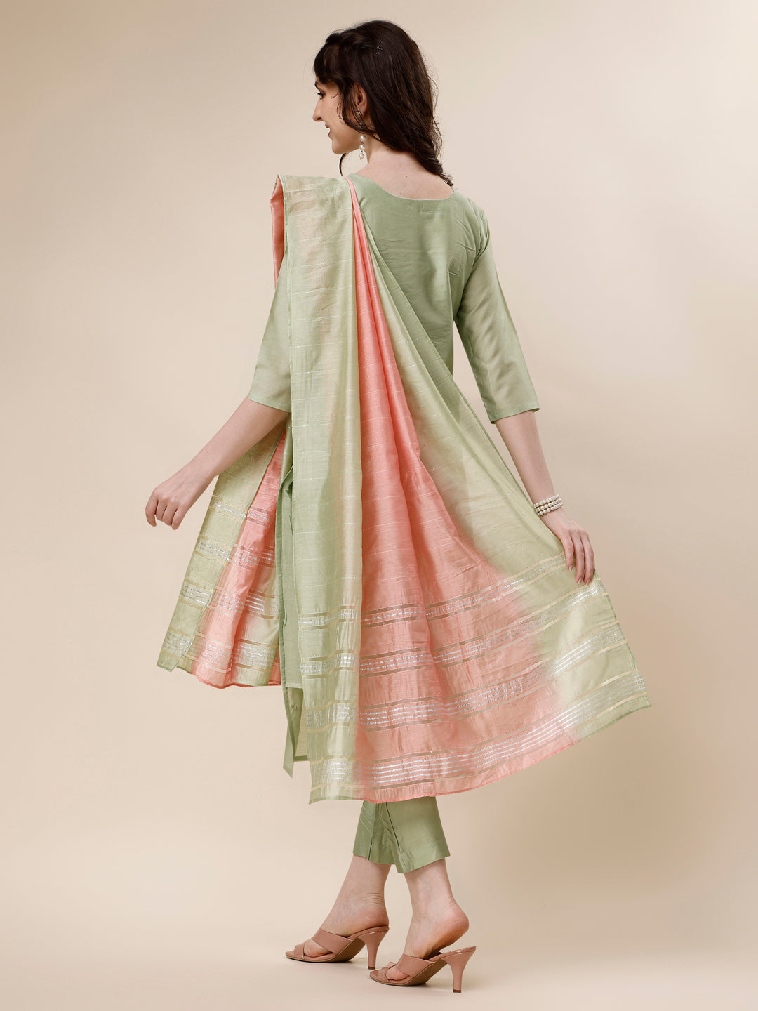 Embroidered Kurta With Pant And Dupatta Set, Multicolor - Hiral Fashion