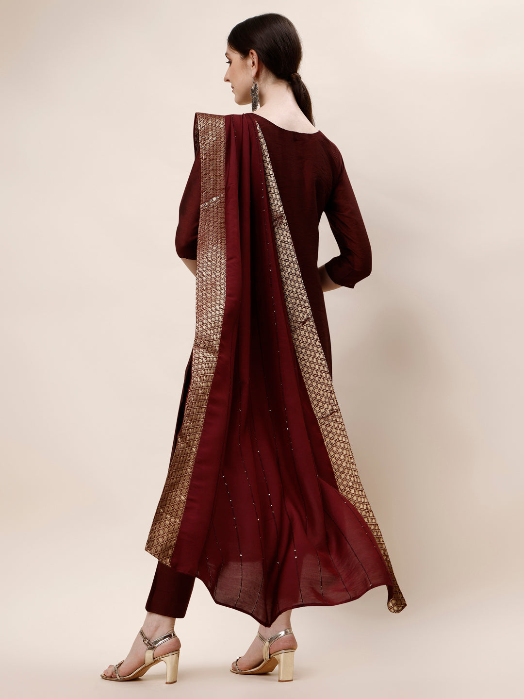 Embroidered Kurta With Pant And Dupatta Set, Multicolor - Hiral Fashion