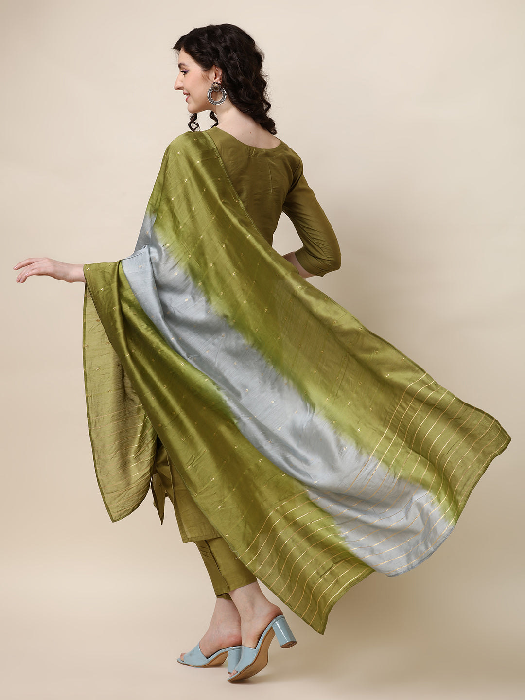 Hand Embroidered Kurta With Pant And Dupatta Set, Multicolor - Hiral Fashion