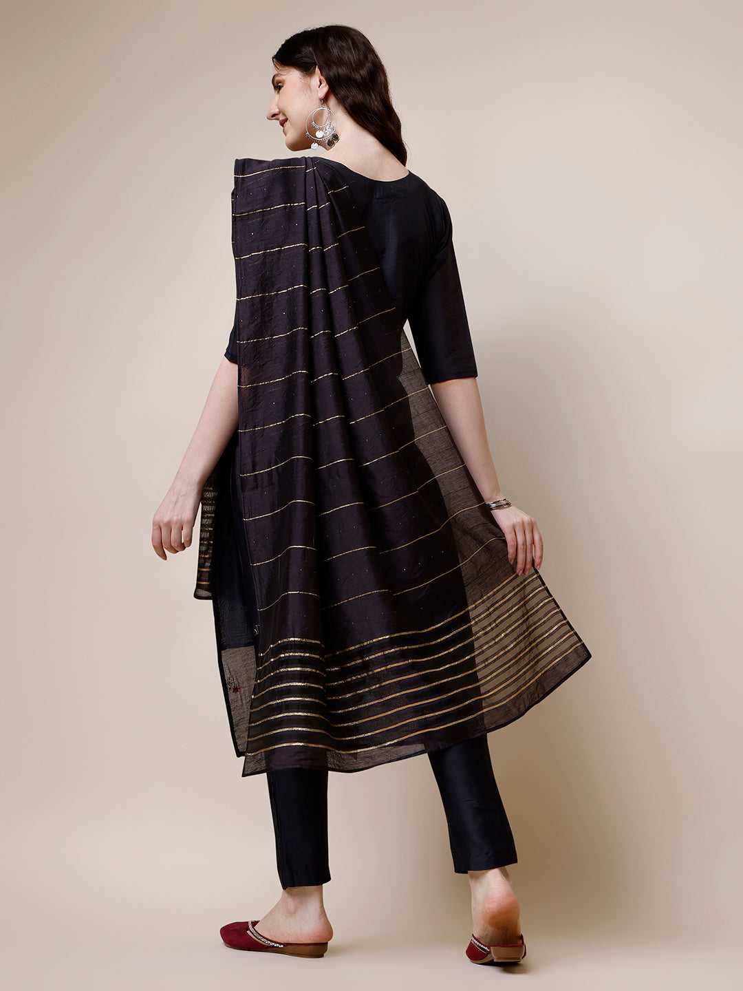 Embroidered Kurta With Pant And Dupatta Set, Multicolor - Hiral Fashion