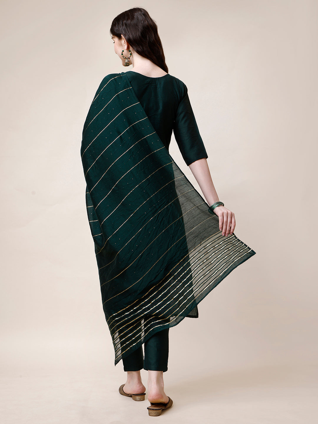 Embroidered Kurta With Pant And Dupatta Set, Multicolor - Hiral Fashion